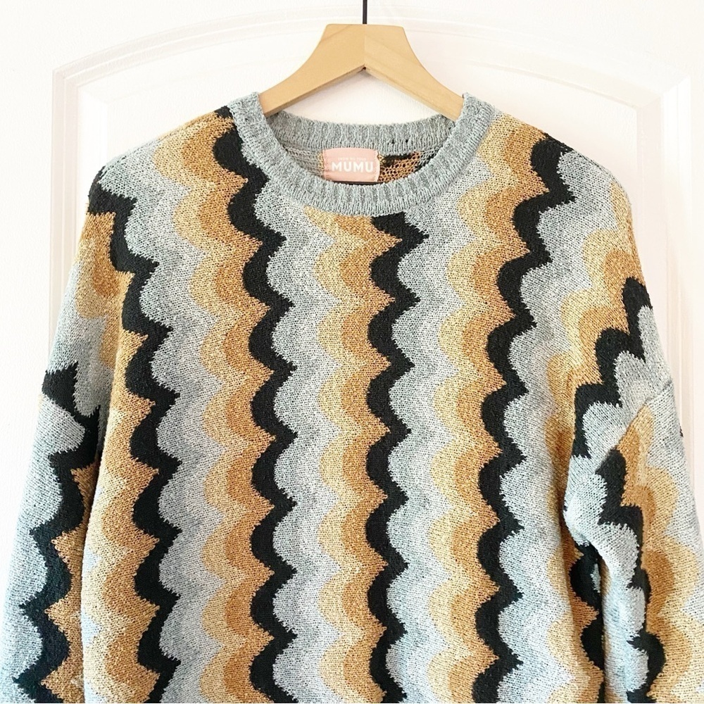 SHOW ME YOUR MUMU Comfy Retro Wave Knit Sweater 70’s - Picture 6 of 12